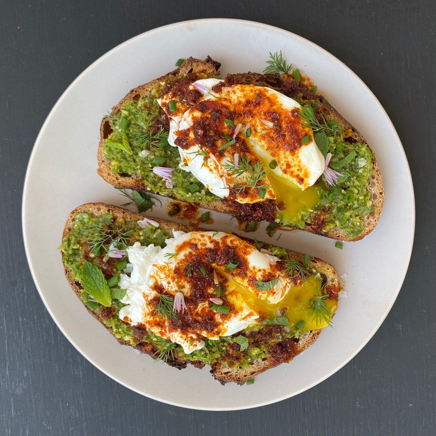 Garlic Scape Pesto Toast Shahreen Ahmed